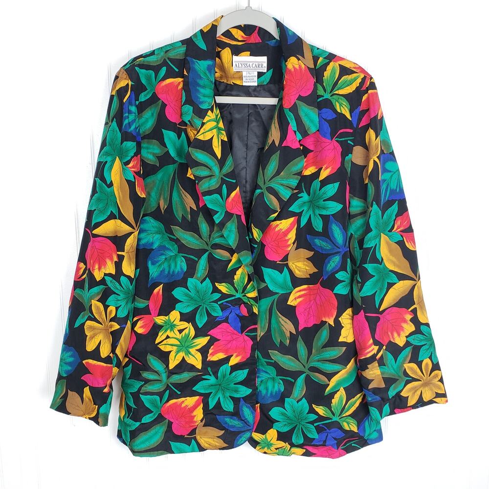 Vintage Alyssa Carr Bright Tropical Blazer Size Large